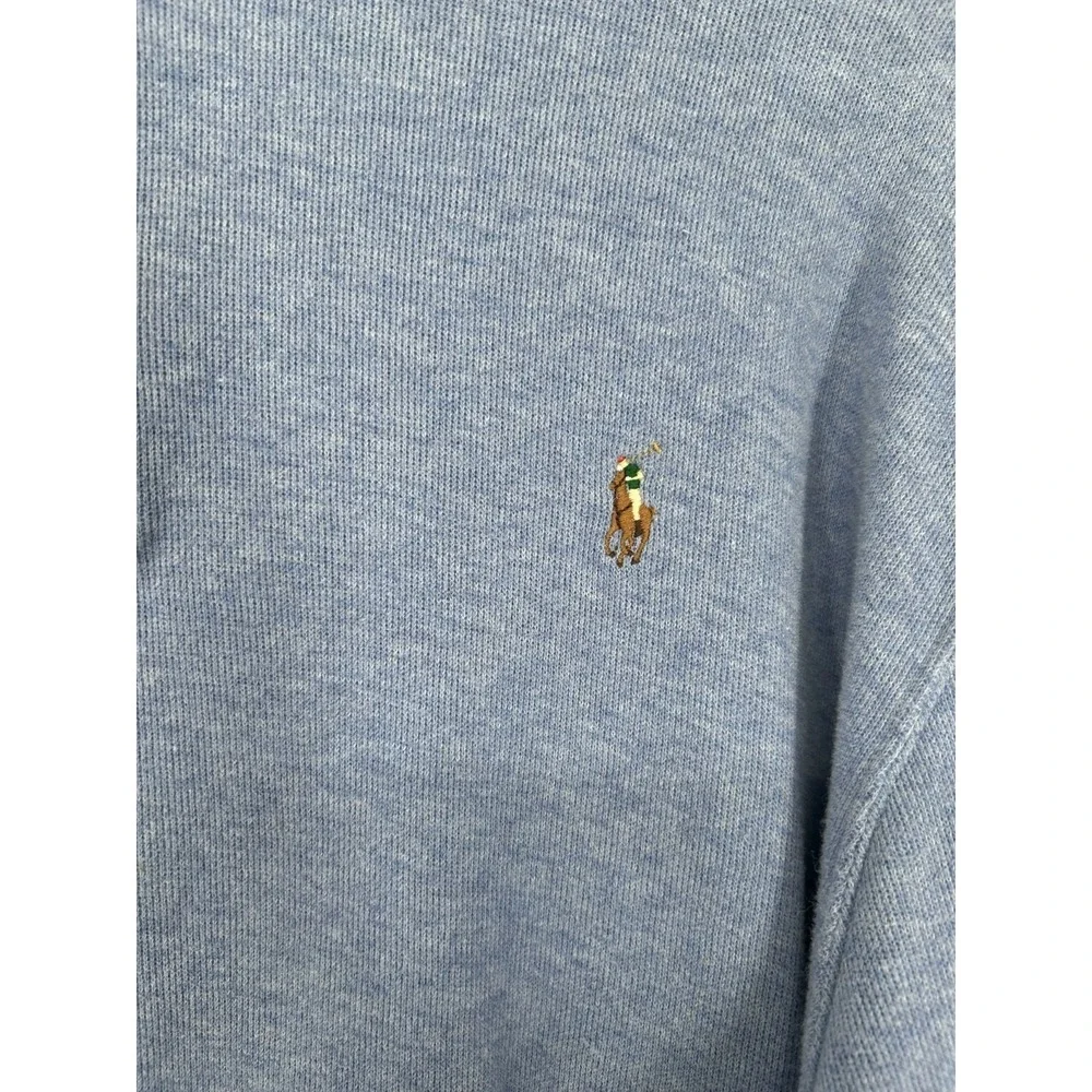 Polo Ralph Lauren Sweater Knit Light Blue Estate‎ Rib Quarter 1/4 Zip Flesh Pony